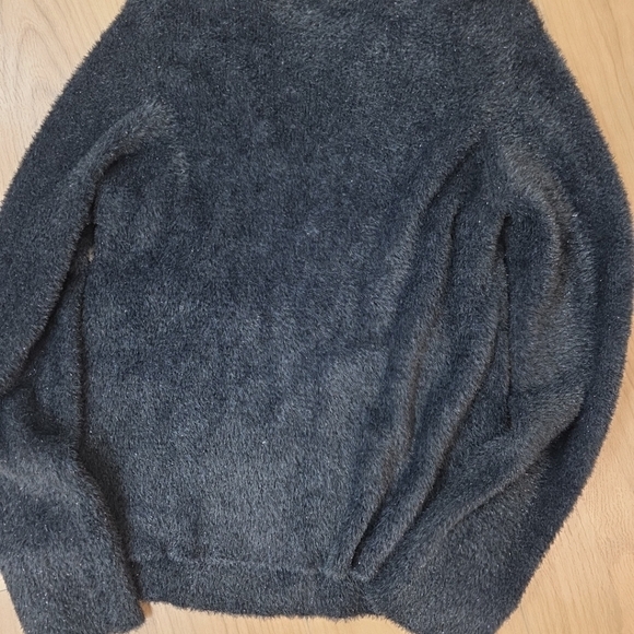 Vince Metallic Lurex Soft Eyelash Pullover Obsidian Black Sweater XL - Picture 8 of 8